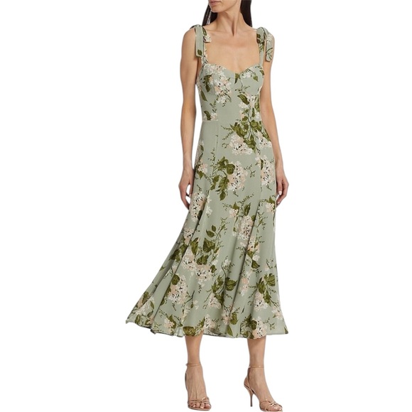 Reformation Dresses & Skirts - Reformation Sage Green Floral Midi Dress